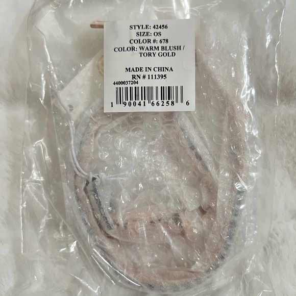 NWT Tory Burch CRYSTAL EMBELLISHED DOUBLE-WRAP VELVET BRACELET -- Warm Blush - Picture 10 of 11